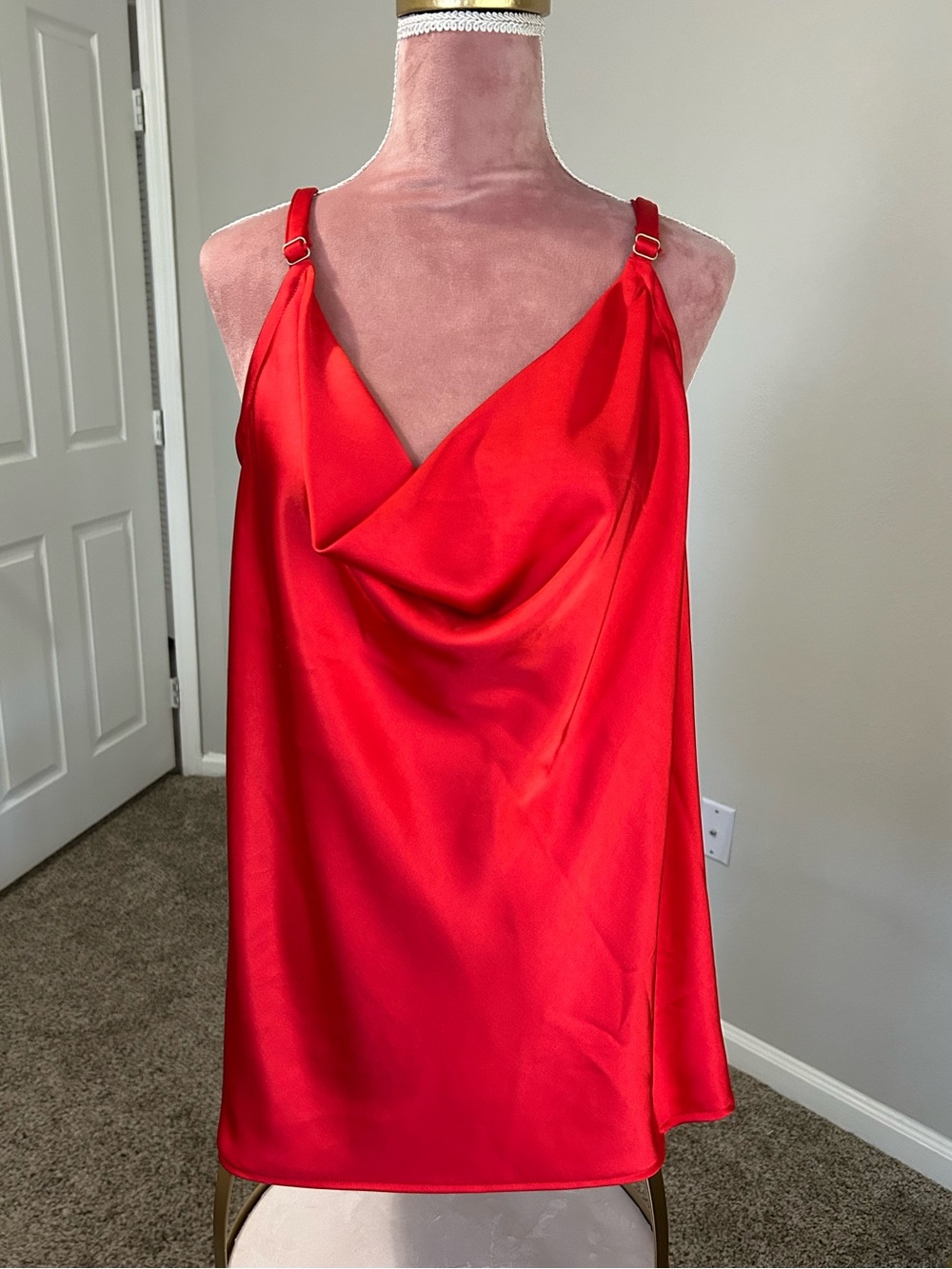 Ava & Viv Red Satin Cowl Neck Camisole